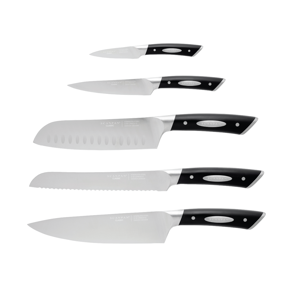 Classic 6pc. Kalø Carbonized Ash Wood Knife Block Set with Black Base